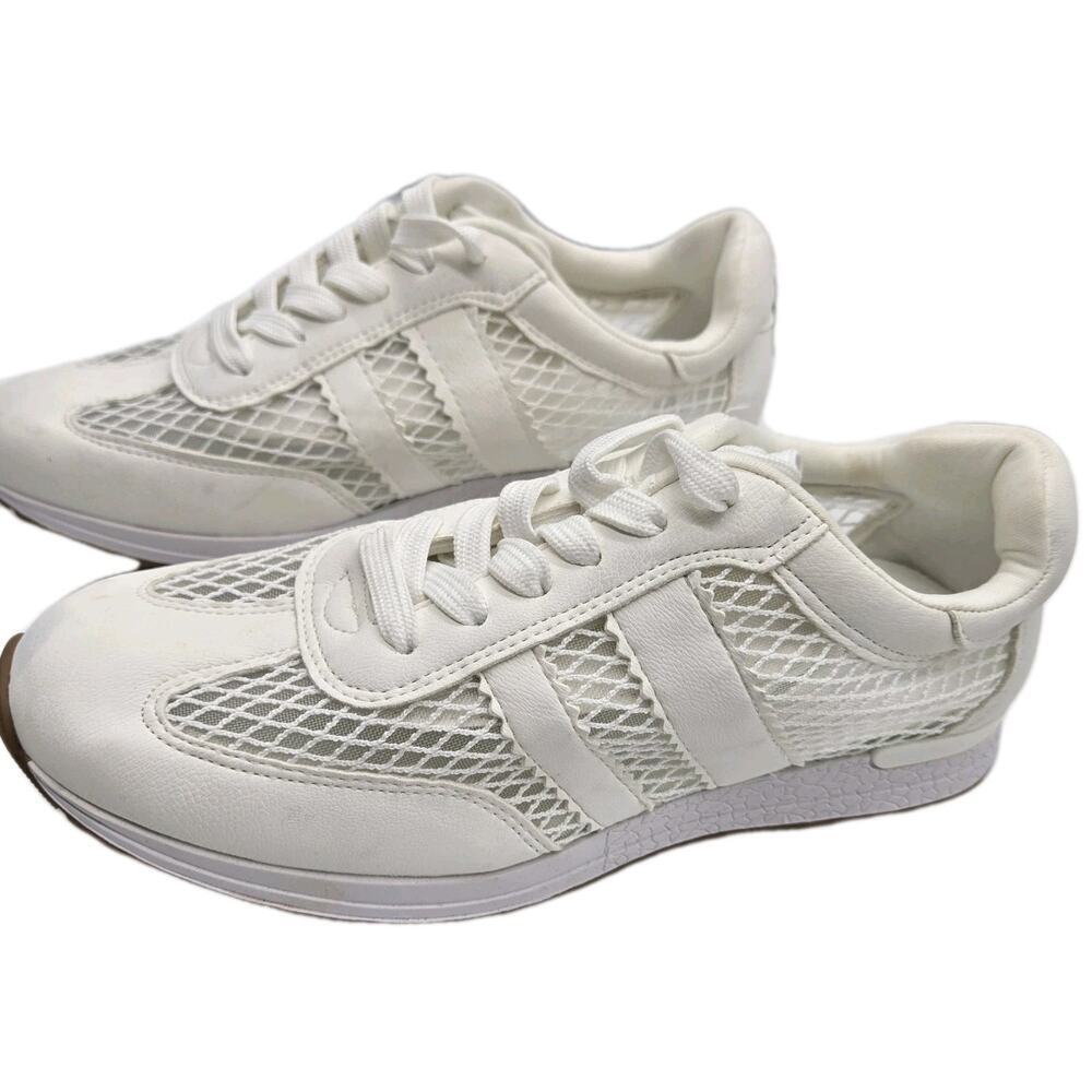 Dolce Vita Jammy Woven Mesh Sneakers Sz 8 White Womens Lace Comfort Breathable